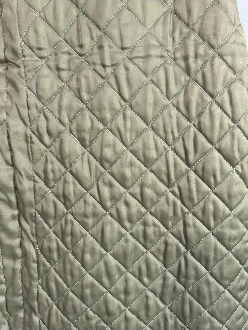 Source Unknown Olive Green Quilted Satin Cover-91 inch by 84 inches